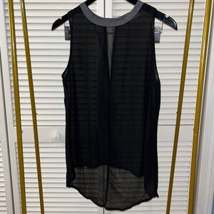 Elodie Womens Black Sleeveless Lightweight Sheer Blouse Top Size Small